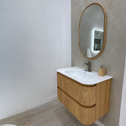 TULUM natural oak fluted wood texture detail