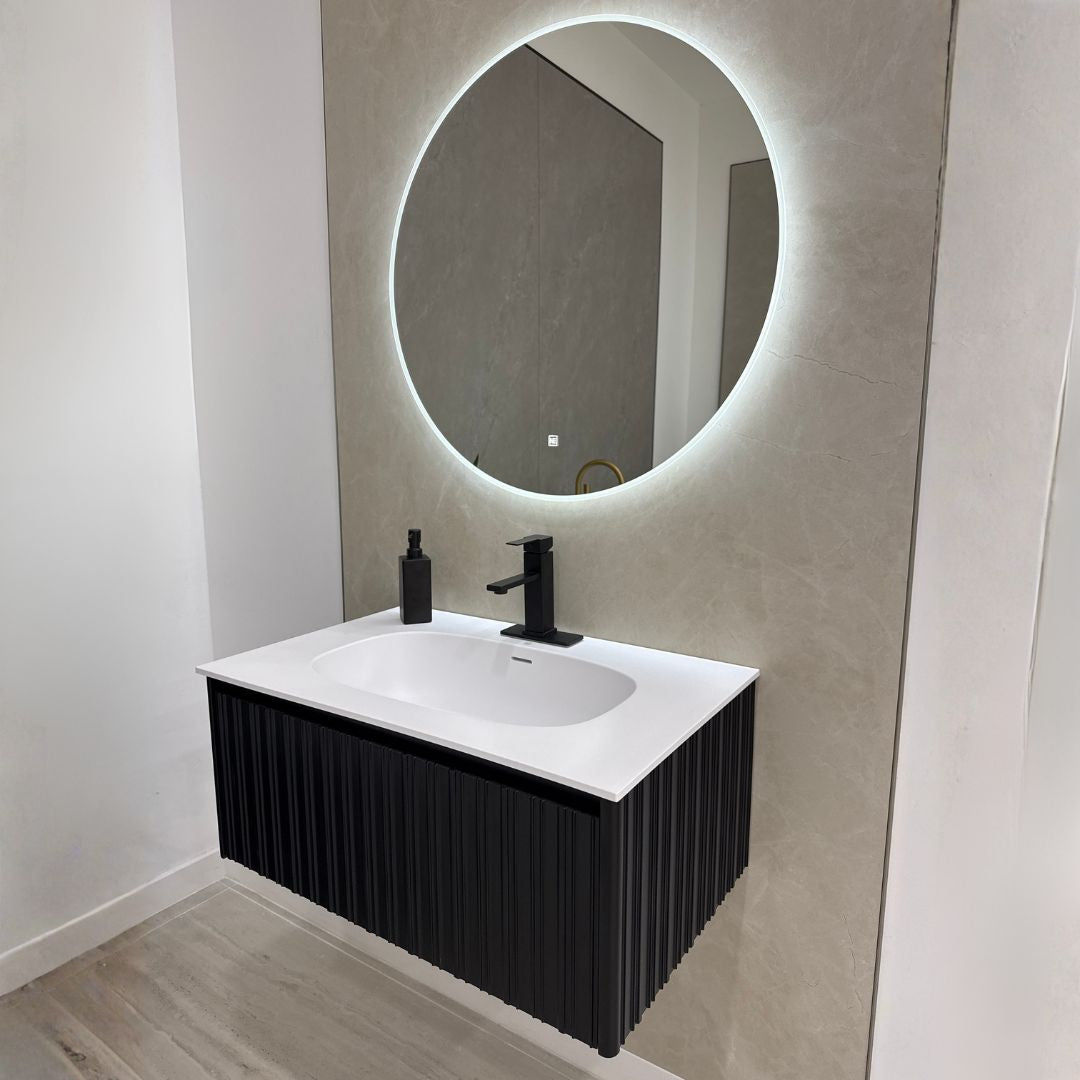 MONACO matte black vanity with Sirius LED sensor touch mirror