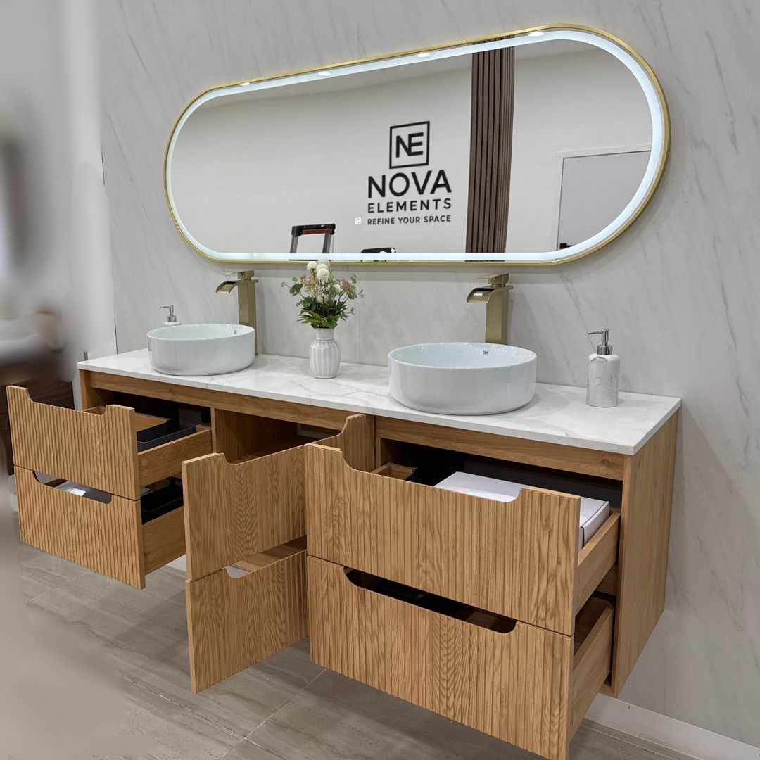 MALDIVES large bathroom vanity quartz countertop detail
