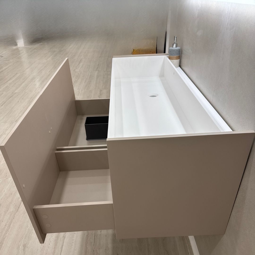 HAVANA dark beige-gray bathroom vanity with soft-close drawers
