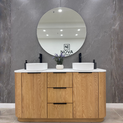 MALIBU oak vanity with Luna LED mirror