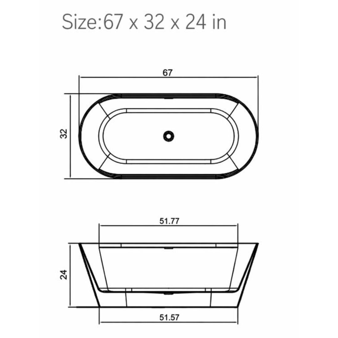 FLAT RIM acrylic bathtub in modern bathroom setting