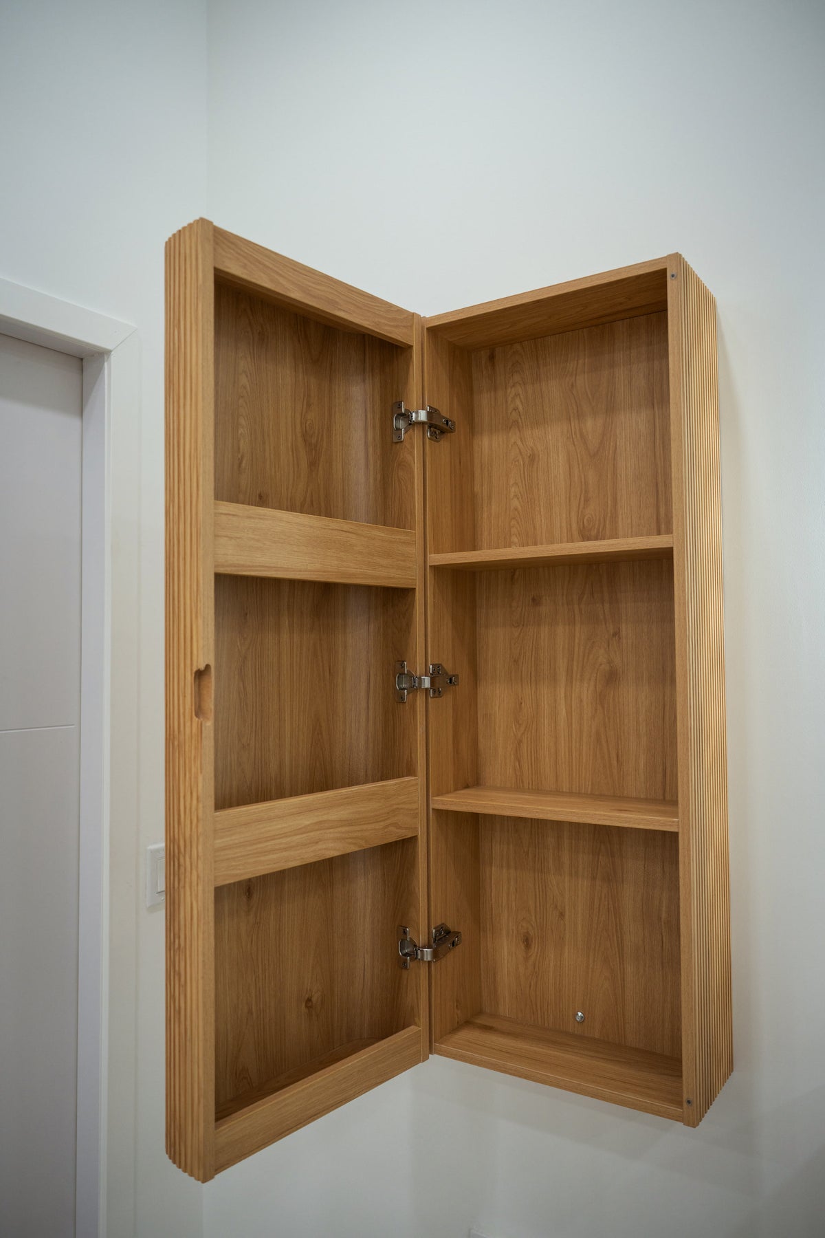 BALI matching side cabinet open with interior shelves