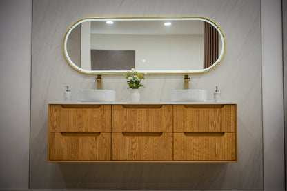MALDIVES 71-inch double vanity with Orbit LED mirror in a modern bathroom