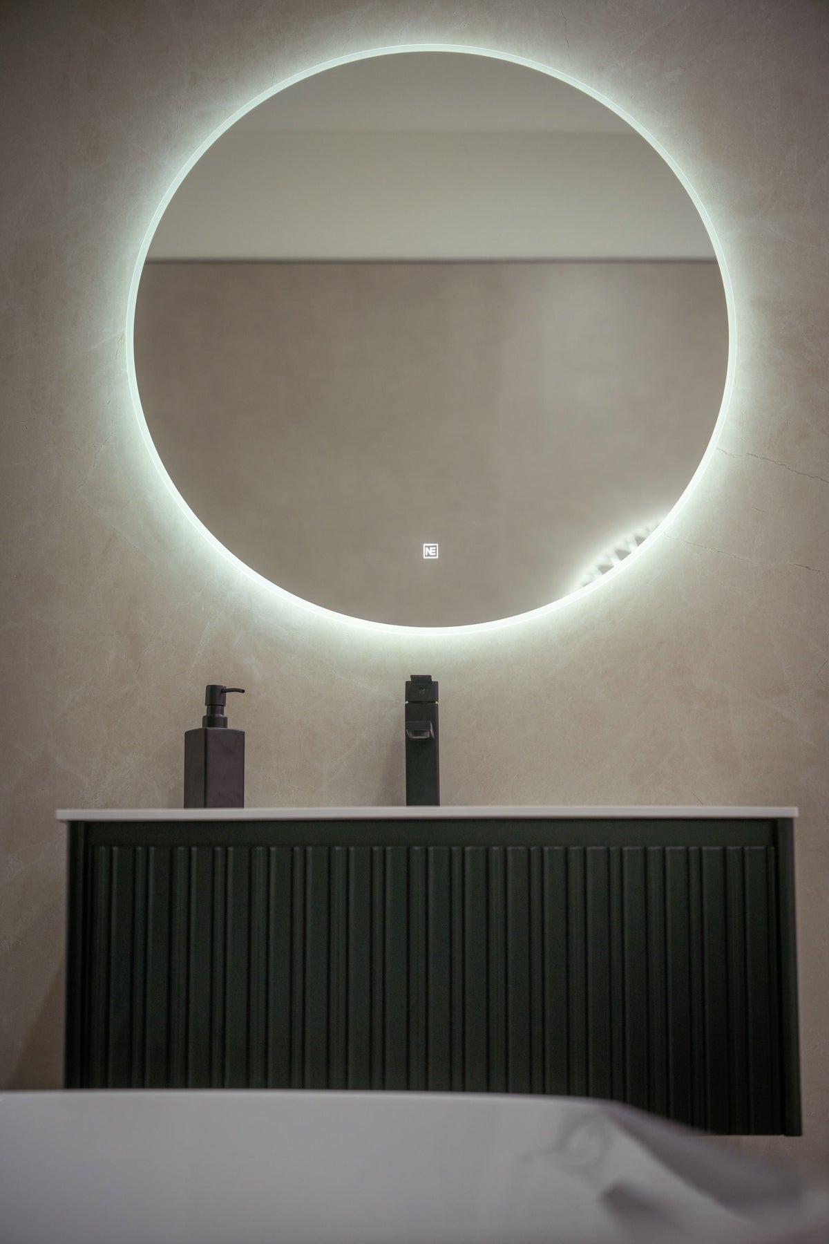 MONACO 31-inch matte black floating vanity with Sirius LED mirror