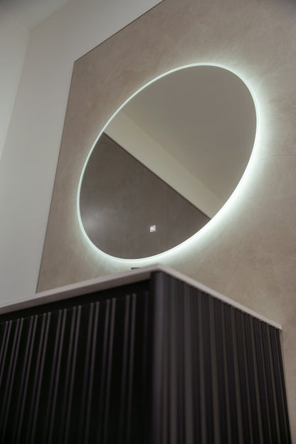 MONACO matte black vanity and backlit mirror detail